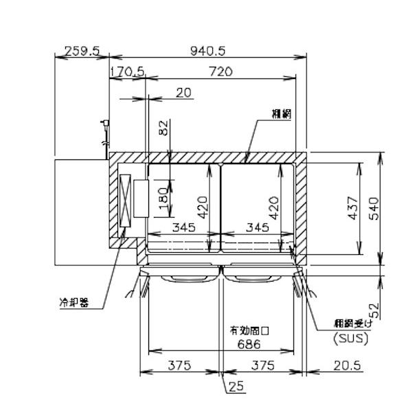 ホシザキ RW-120SNCG-ML 舟形シンク付 コールドテーブル 内装 ホシザキ RW-120SNCG-ML 舟形シンク付 コールドテーブル 内装