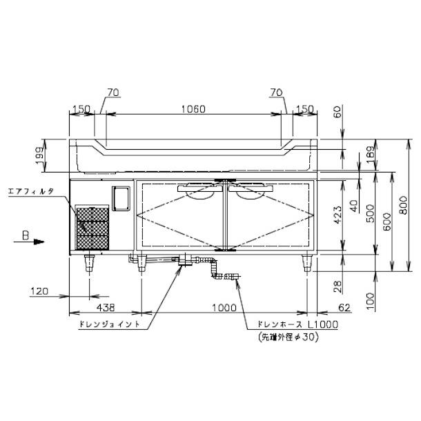 ホシザキ RW-150SNCG-ML 舟形シンク付 コールドテーブル 内装 ホシザキ RW-150SNCG-ML 舟形シンク付 コールドテーブル 内装