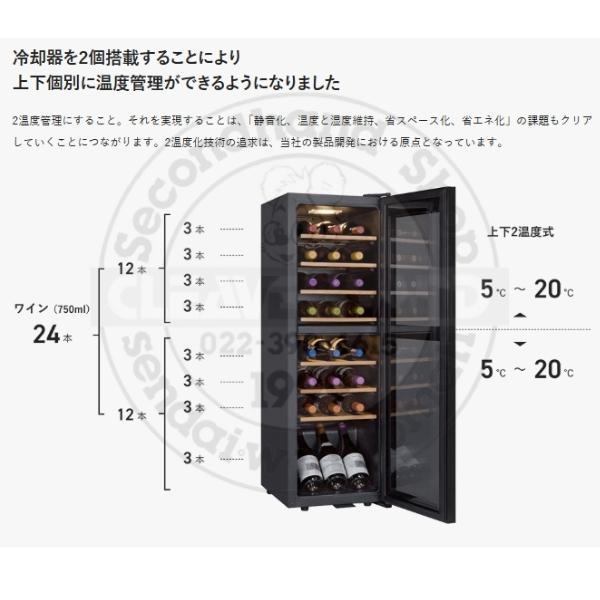 SAB-90G-PB ブラック 右開き ワインセラー さくら製作所  FURNIEL  ワイン24本収納 2温度の画像