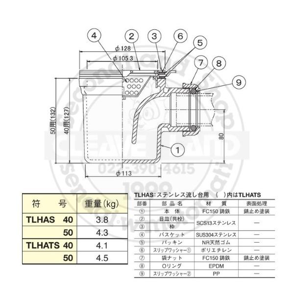 墨流し切り付け尺寸 スギコ産業 スギコ 横引き流しトラップ TLHATS40 （40A排水管用） 呼び