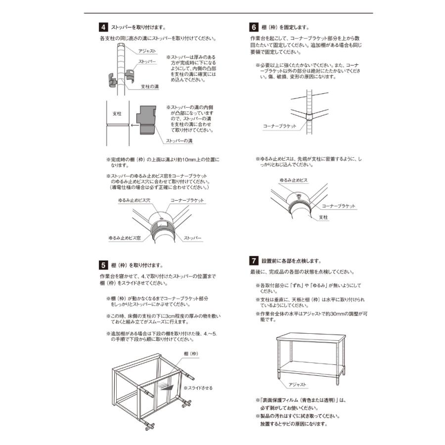 シンコー ステンレス作業台 三方枠 組み立て式 WT-6060 幅600×奥行600
