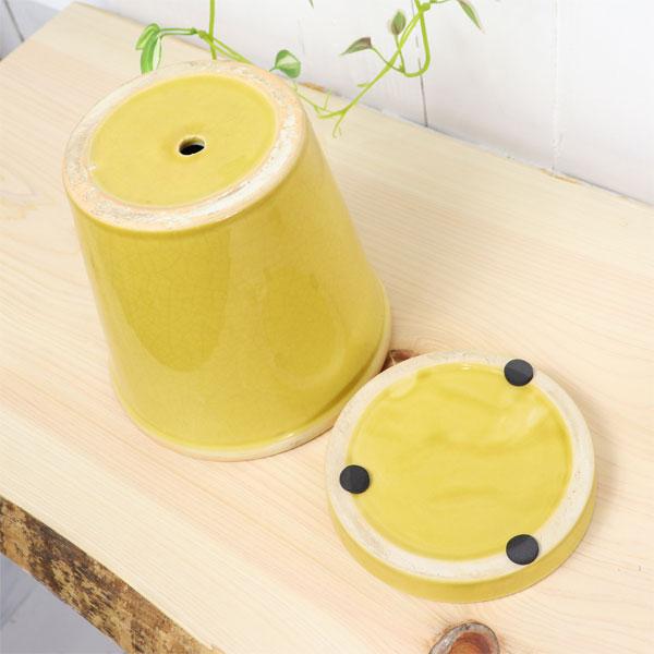 グロッシーポット ミモザ 鉢 底穴あり 黄色 yellow green glossy pot 5号サイズ |  | 02