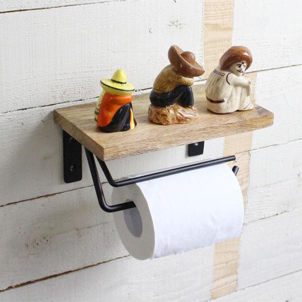 トイレットペーパーホルダー 木製 / アイアン トイレ DIY アンティーク