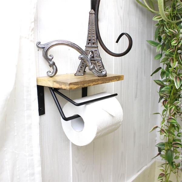 トイレットペーパーホルダー 木製 / アイアン トイレ DIY アンティーク
