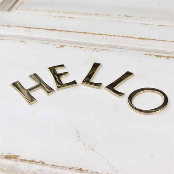 真鍮 ゴールド 45mm HELLO セット 大文字 H E L L O レター 真鍮 レター ナンバー 大文字 アルファベット 看板 表札 ネーム ツリーハウス ネコポス メール |  | 01