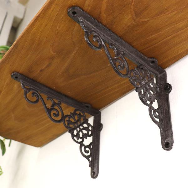 ブラケット アイアンブラケット 棚受け 中くらいサイズ アイアン アンティーク 2個セット |  | 03