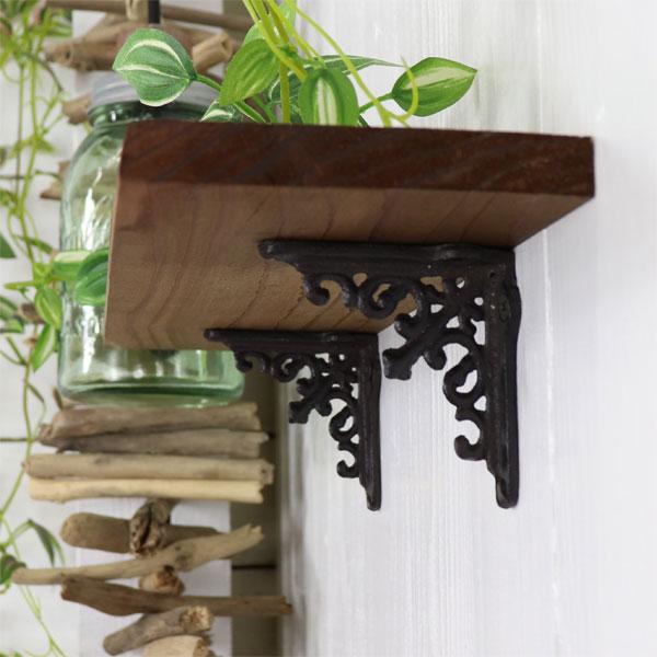 ブラケット アンティーク調 小サイズ 棚受け金具 インテリア DIY ブラウン アイアンブラケット ウォールシェルフ |  | 03