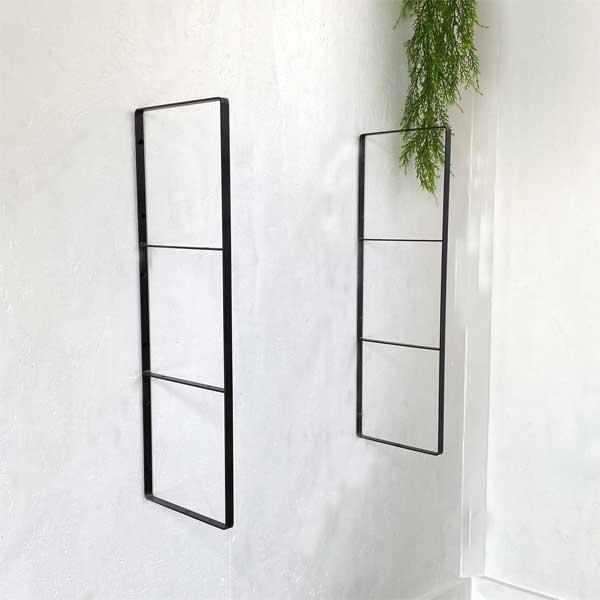 ミルスケールシェルフブラケット３段 2個セット フレーム アイアン棚受け ブラック アイアン収納 飾り棚 | 