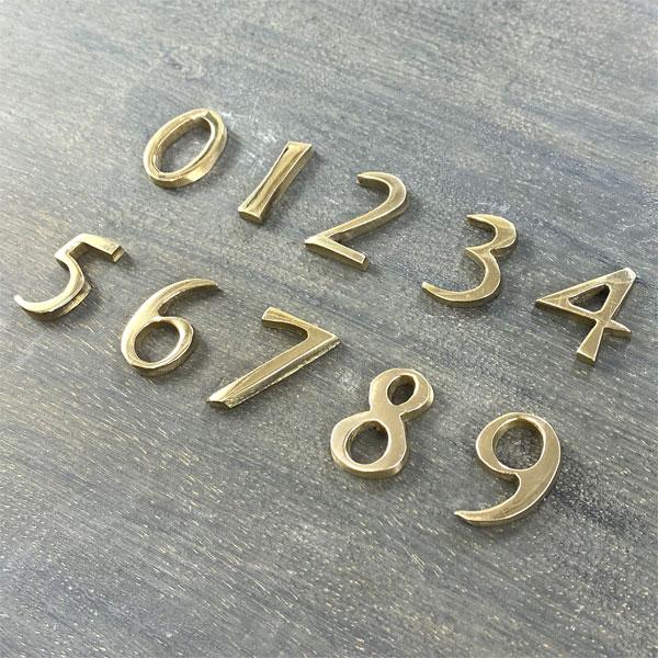 真鍮 ゴールド 23mmナンバー 数字 0123456789 メール便 ネコポス