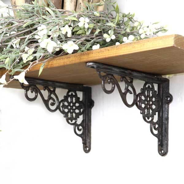 飾り棚 アイアン 棚受け アンティーク風 ブラケット 2個セット Mサイズ
