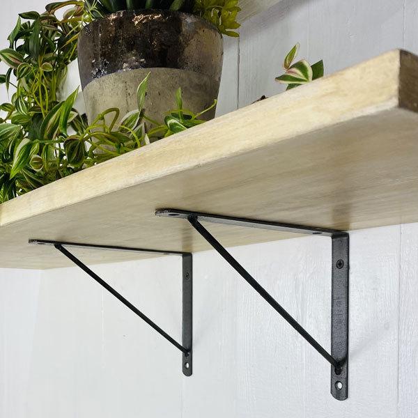 アイアン 棚受け Mサイズ こげ茶色 飾り棚 ブラケット Iron shelf brackets シンプル ナチュラルデザイン 2個セット｜cleebs