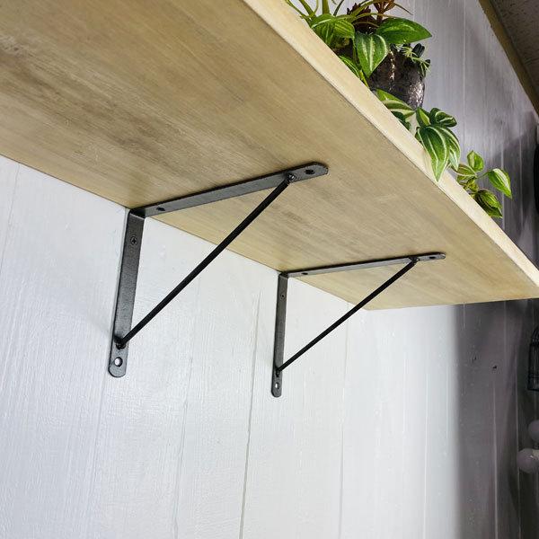 アイアン 棚受け Mサイズ こげ茶色 飾り棚 ブラケット Iron shelf brackets シンプル ナチュラルデザイン 2個セット｜cleebs｜04