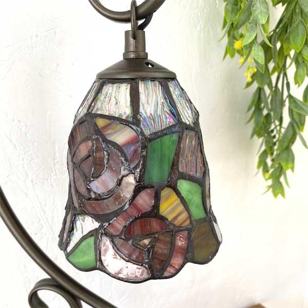 ステンドグラスシェードランプ つり下げ型 バラ S型フレーム : ツリー