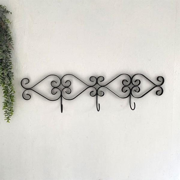 アイアンウォールフック アイアン壁飾り リーフ アイアン雑貨 壁面飾り 壁掛けインテリア ウォールデコ おしゃれ ブラック | 