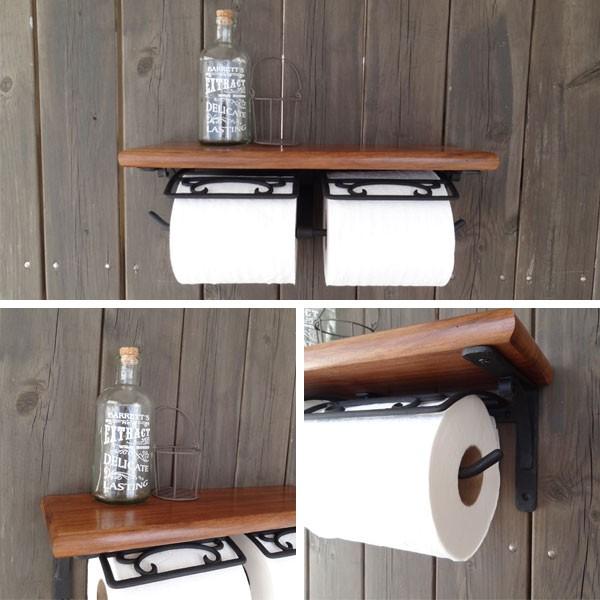 トイレットペーパーホルダー 木製 ダブルトイレットペーパーホルダー 真鍮 |  | 03