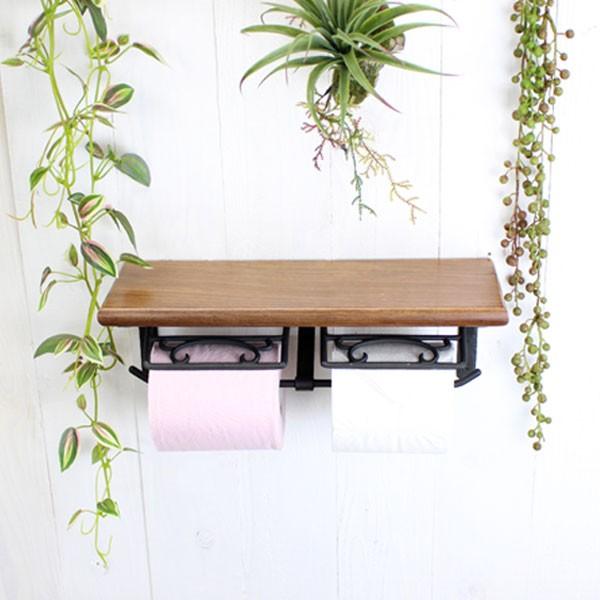 トイレットペーパーホルダー 木製 ダブルトイレットペーパーホルダー 真鍮 |  | 07