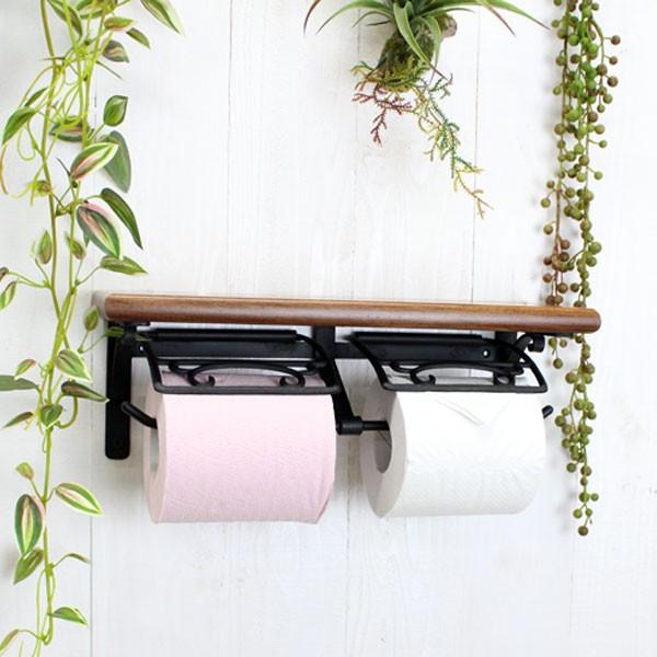 トイレットペーパーホルダー 木製 ダブルトイレットペーパーホルダー 真鍮 |  | 08