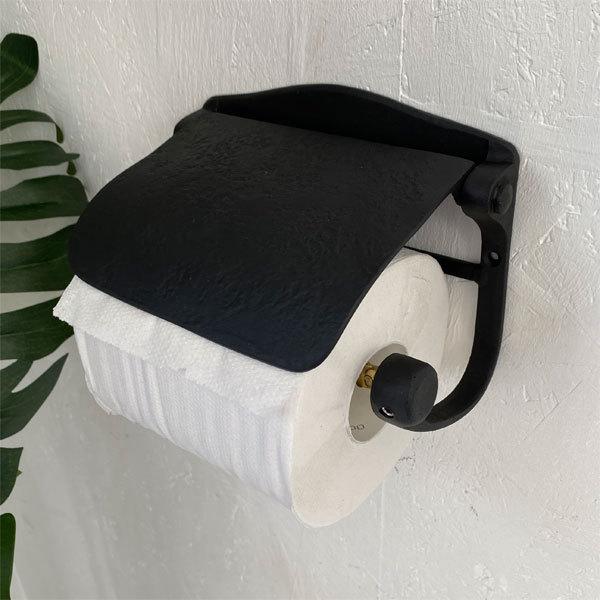 トイレットペーパーホルダー アイアン ブラック シングルタイプ トイレ