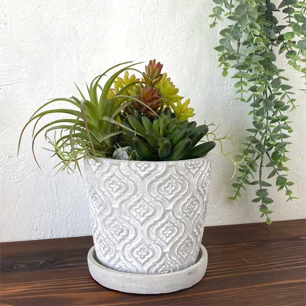 ランシェル・ラウンドポットＳ  底穴あり セメントポット 観葉植物 植木鉢 ガーデン雑貨 |  | 01