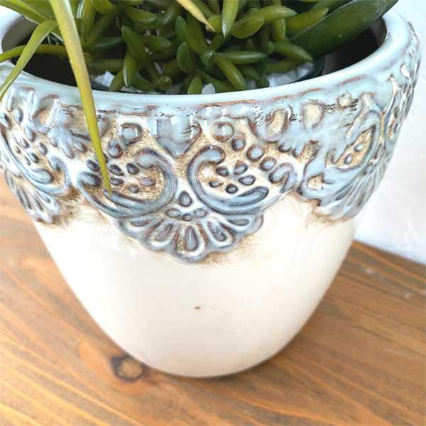 ラウンドポット ４号 プランター 陶器 フラワーポット ナチュラル アンティーク ヨーロピアン |  | 02