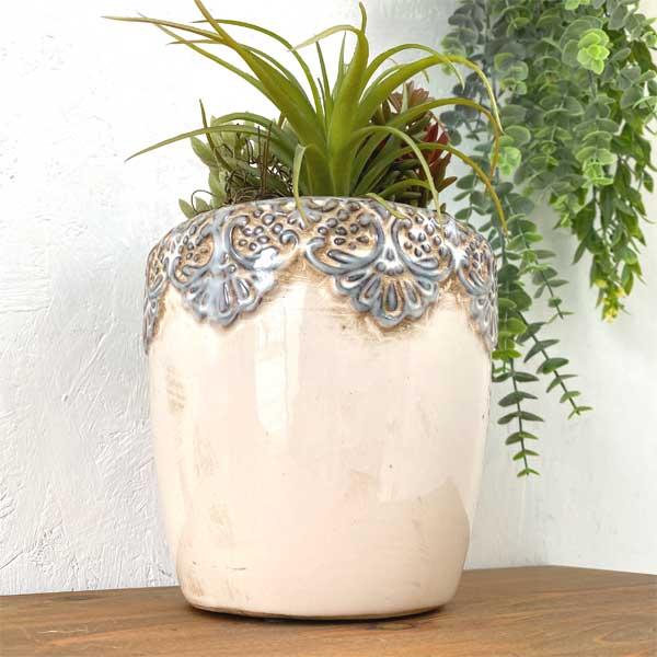 ラウンドポット ４号 プランター 陶器 フラワーポット ナチュラル アンティーク ヨーロピアン |  | 04