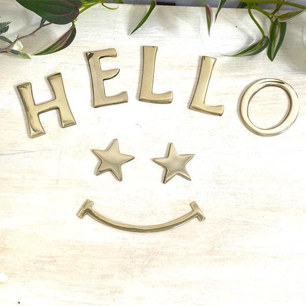 真鍮  ゴールド スマイル 笑顔 １０ｃｍ  看板 表札 ネームプレート  ネコポス メール便 |  | 01