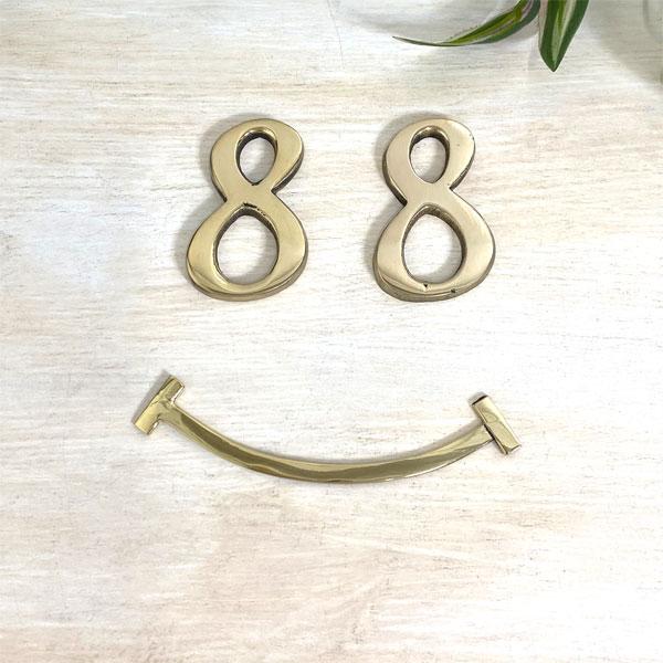 真鍮  ゴールド スマイル 笑顔 １０ｃｍ  看板 表札 ネームプレート  ネコポス メール便 |  | 04