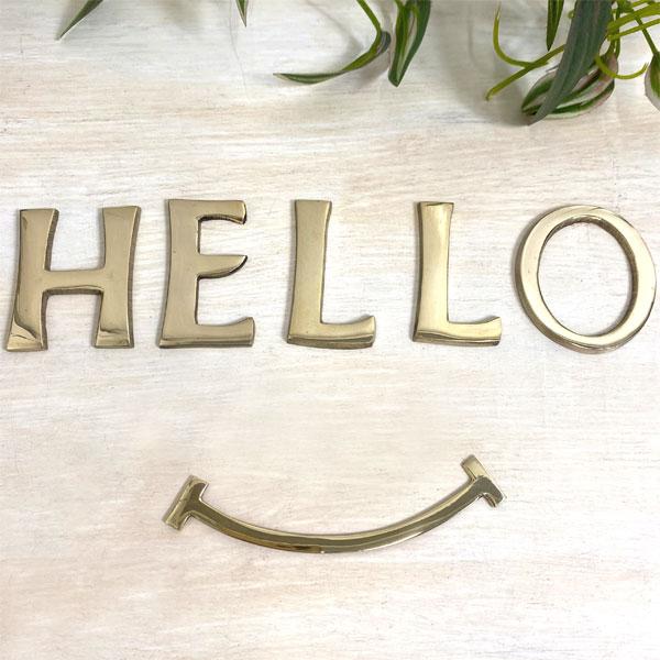 真鍮  ゴールド スマイル 笑顔 １０ｃｍ  看板 表札 ネームプレート  ネコポス メール便 |  | 06