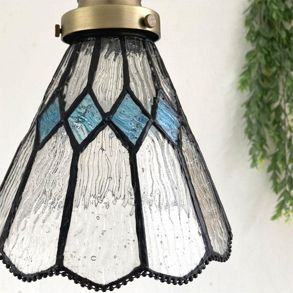 釣り下げ式ライト ステンドグラスシェード ブルー レトロモダン クラシック |  | 01