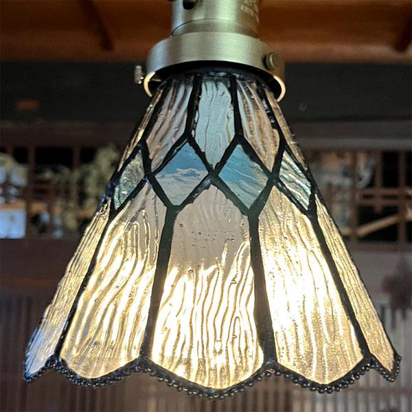 釣り下げ式ライト ステンドグラスシェード ブルー レトロモダン クラシック |  | 04