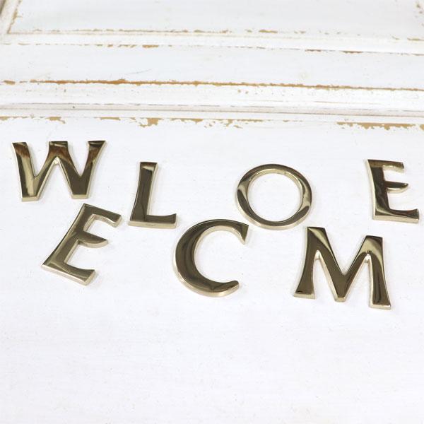 真鍮 ゴールド 45mm WELCOME 大文字 レター 真鍮  大文字 アルファベット 看板 表札 ネーム メール便 |  | 02