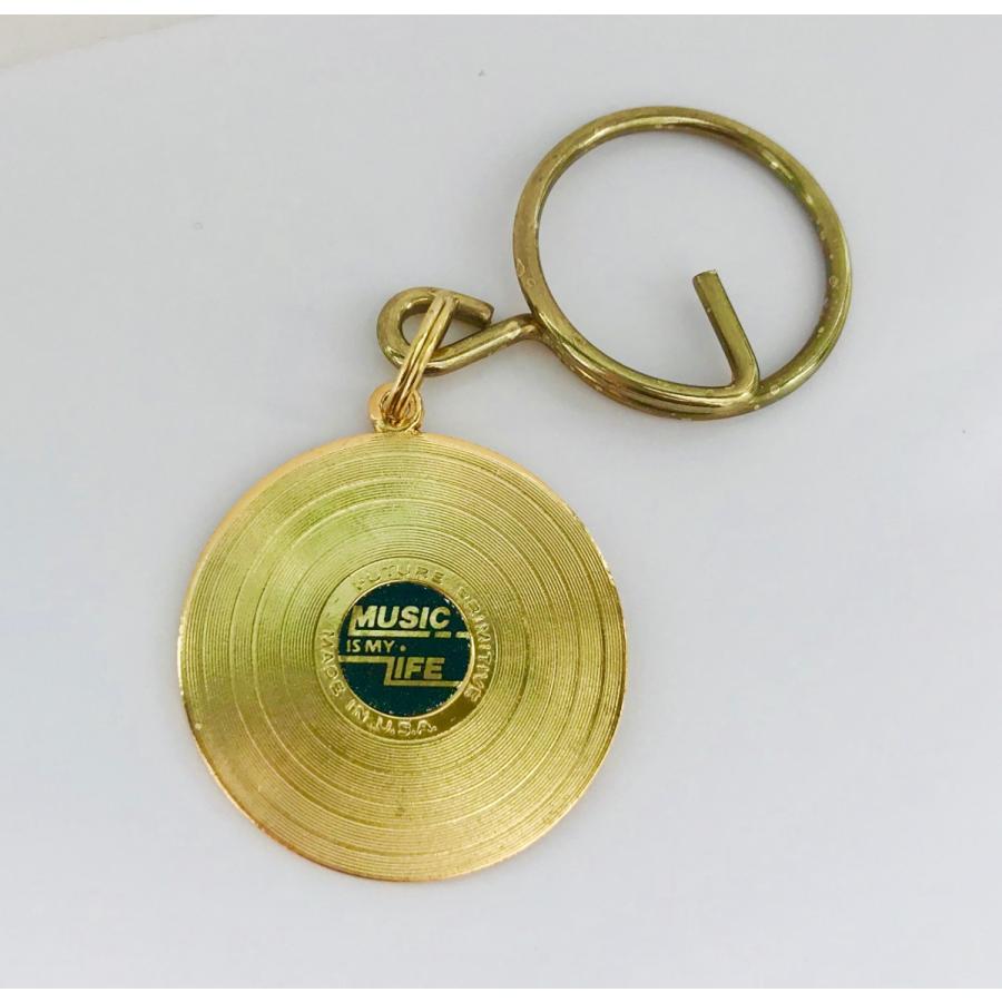 ビンテージ ゴールドレコード キーホルダー Vintage Gold Record (Polished Brass0with tw0