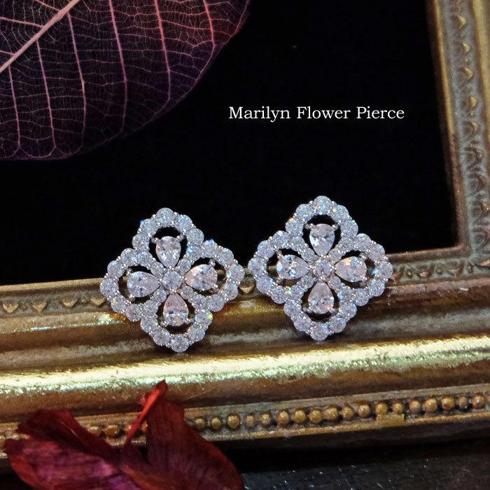   花モチーフピアス Clementia（クレメンティア） ピアス レディース 50代 40代 18金 仕上