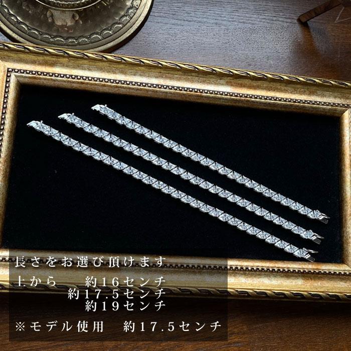 ブレスレット レディース メンズ 50 40 20代 ブランド テニスブレスレット ダイヤ CZ プラチナ 仕上  誕生日 母の日 プレゼント  女性  ダイアナの画像