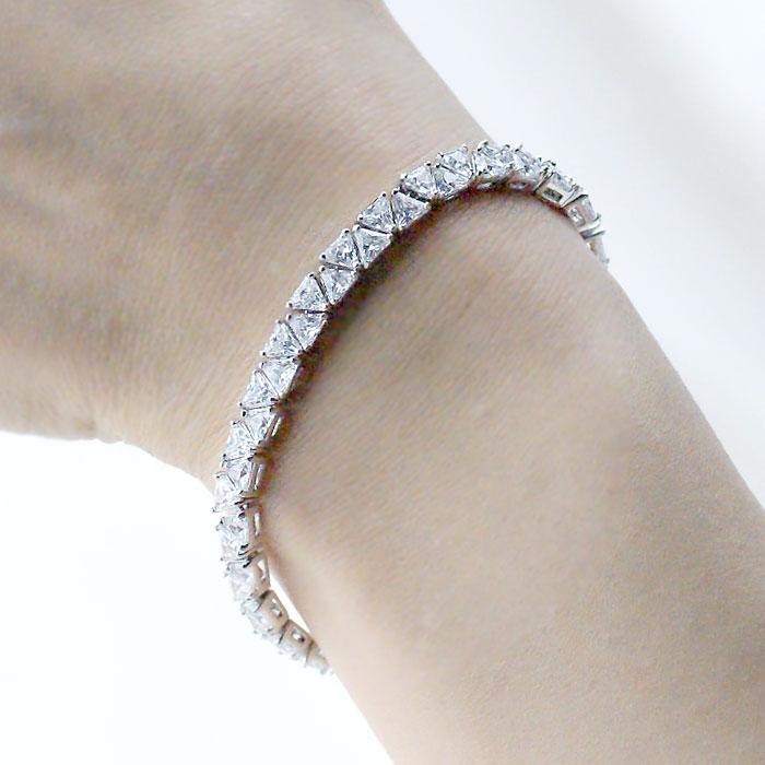 ブレスレット レディース メンズ 50 40 20代 ブランド テニスブレスレット ダイヤ CZ プラチナ 仕上  誕生日 母の日 プレゼント  女性  ダイアナの画像
