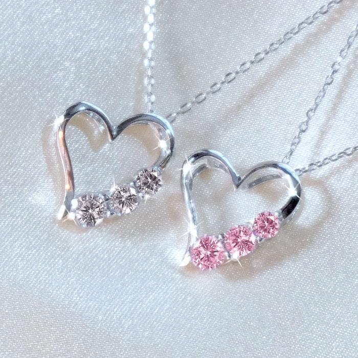 ４℃♡プラチナダイヤハート型ネックレス Clementia（クレメンティア） ネックレス レディース 50 40代 プラチナ
