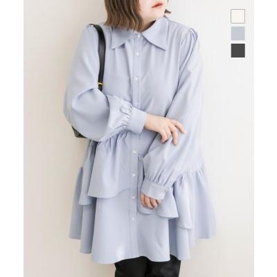 大きいサイズ レディース CLETTE オリジナル アシメ ティアード 長袖 