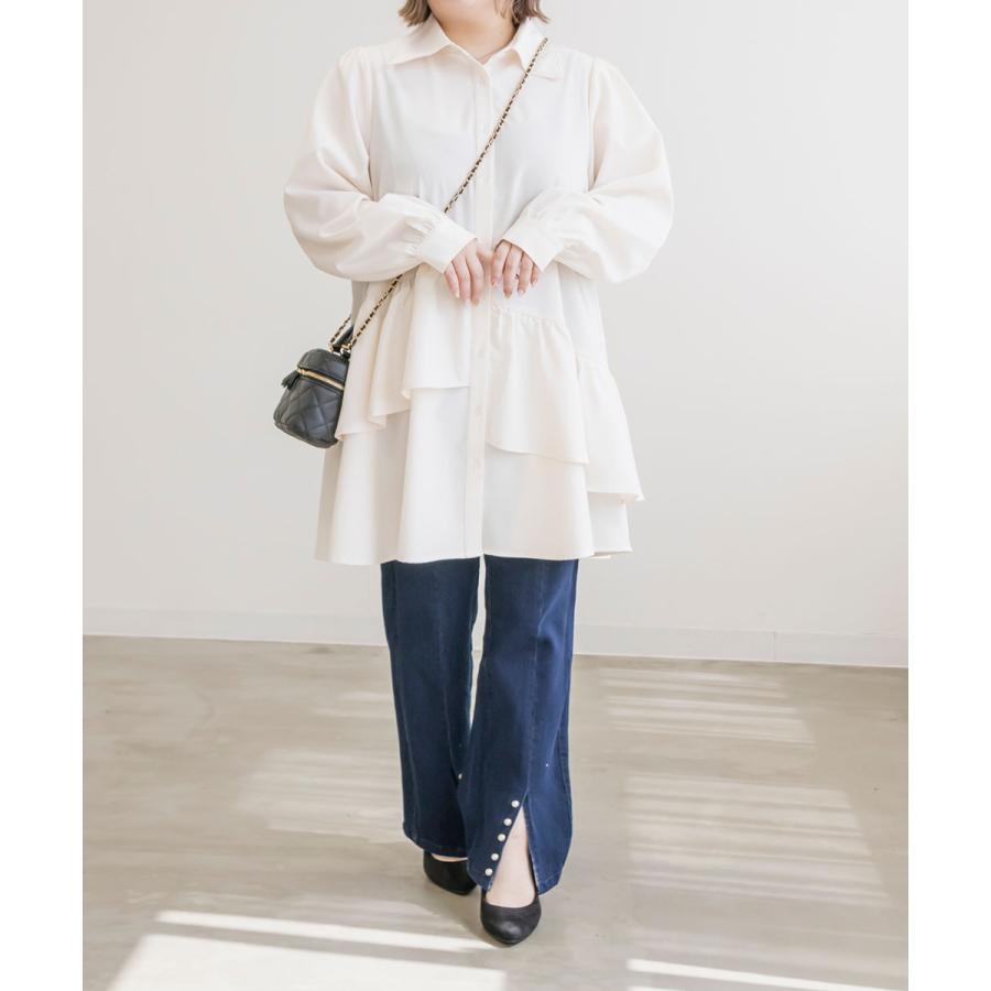 大きいサイズ レディース CLETTE オリジナル アシメ ティアード 長袖 