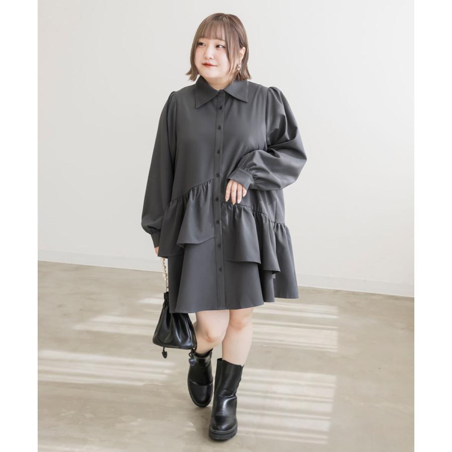 大きいサイズ レディース CLETTE オリジナル アシメ ティアード 長袖 