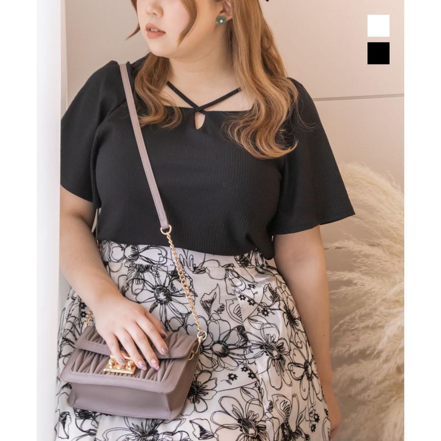 大きいサイズ レディース CLETTE オリジナル クロスネック フレア袖