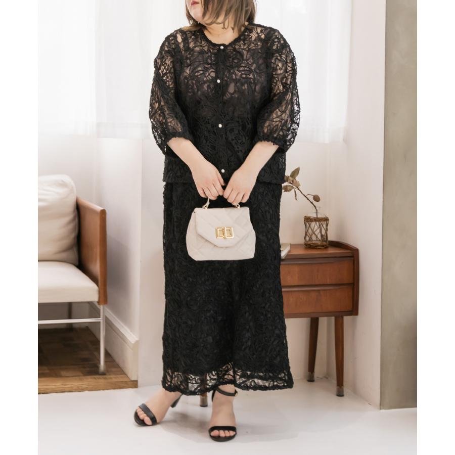 大きいサイズ レディース コード刺繍レースカーディガン