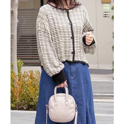 大きいサイズ レディース 前後2wayツイード風ニットカーディガン A5a 大きいサイズ専門店 Clette 通販 Yahoo ショッピング