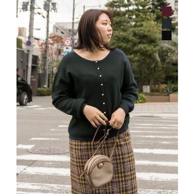 大きいサイズ レディース 前後2wayパール釦vネックカーディガン A5a 大きいサイズ専門店 Clette 通販 Yahoo ショッピング