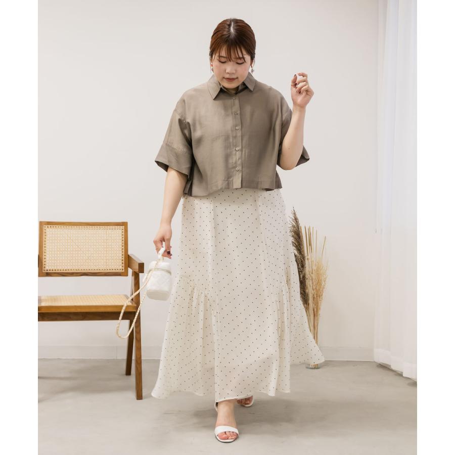 大きいサイズ レディース CLETTE　シャツ　シアー　短丈　クロプド　シャツ　LL　3L　4L　クレット　カジュアル　フェミニン｜clette-online｜08