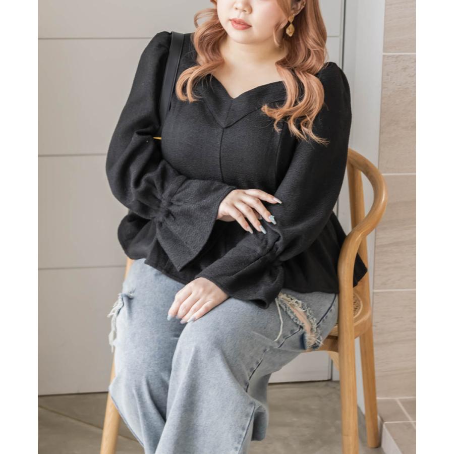 大きいサイズ レディース CLETTEオリジナル☆ツイードペプラムブラウス