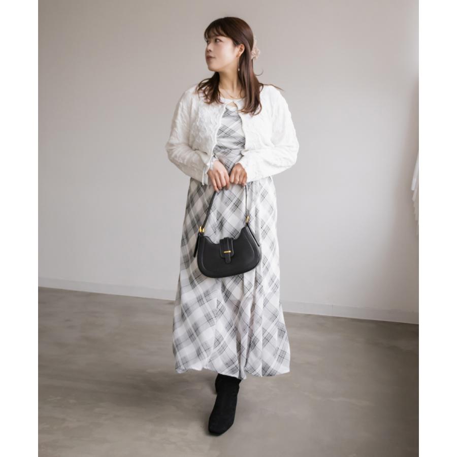 大きいサイズ レディース チェック柄シフォンキャミワンピース