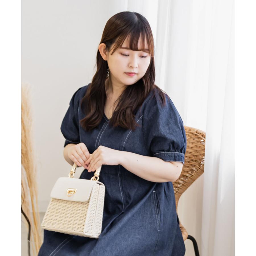大きいサイズ レディース CLETTE オリジナル 配色 ステッチ デニム