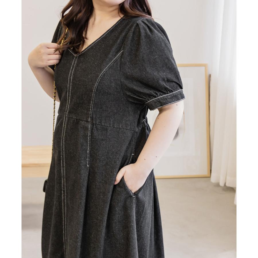 大きいサイズ レディース CLETTE オリジナル 配色 ステッチ デニム