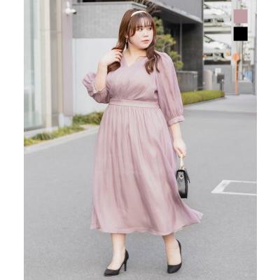 clette 3L カシュクールオーガンジーワンピース 大きいサイズ レディース CLETTEオリジナル☆カシュクールオーガンジー