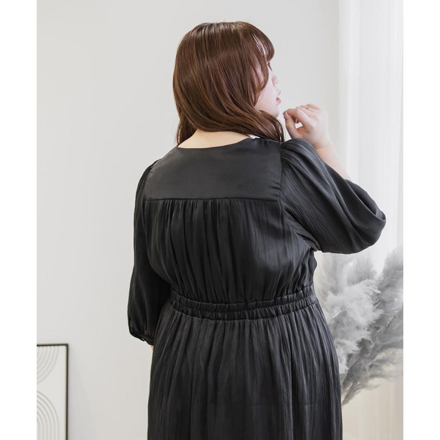 clette 3L カシュクールオーガンジーワンピース 大きいサイズ レディース CLETTEオリジナル☆カシュクールオーガンジー